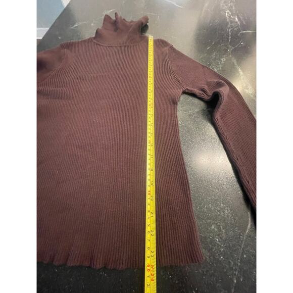 United States Sweaters Med chocolate brown ribbed turtle neck 100% Cotton - Picture 6 of 8